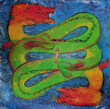 Pintura titulada "The Dragon B" por Oberlin The Artist, Obra de arte original, Acrílico