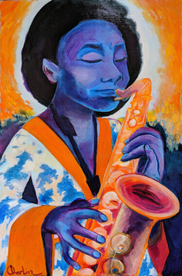 Painting titled "The Musician 2" by Oberlin The Artist, Original Artwork, Oil