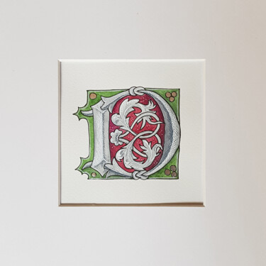 图画 标题为“Letter D in Gothic…” 由Ekaterina Andreeva, 原创艺术品, 水彩