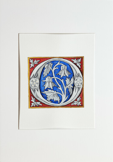Desenho intitulada "Letter O in Gothic…" por Ekaterina Andreeva, Obras de arte originais, Guache
