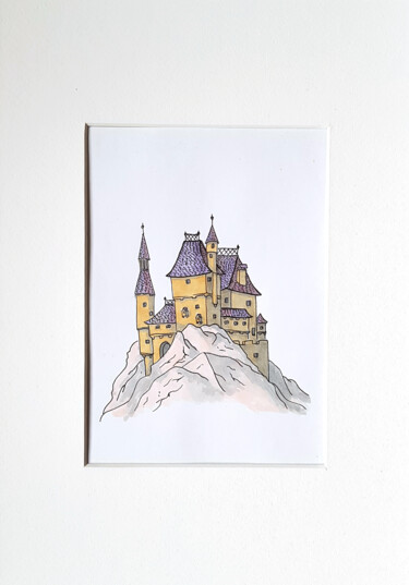 Zeichnungen mit dem Titel "Castle in the mount…" von Ekaterina Andreeva, Original-Kunstwerk, Marker