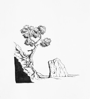 图画 标题为“Lonely pine, Set of…” 由Ekaterina Andreeva, 原创艺术品, 标记