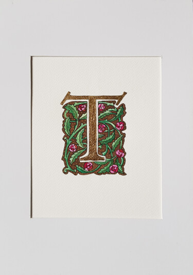 Tekening getiteld "Initial T in Mackin…" door Ekaterina Andreeva, Origineel Kunstwerk, Aquarel