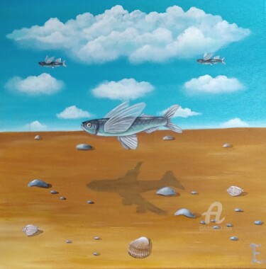 Painting titled "Полёт над пустыней" by Ekaterina Bespolova, Original Artwork, Acrylic Mounted on Wood Stretcher frame
