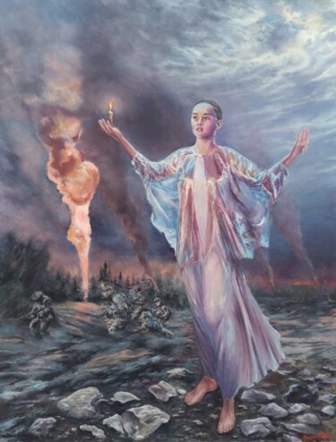 Painting titled "Prayer" by Ekaterina Dementieva, Original Artwork, Oil