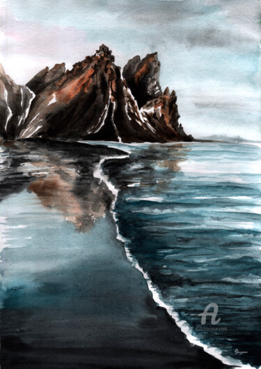 "Blue sea (Iceland)" başlıklı Tablo Екатерина Гамзаева tarafından, Orijinal sanat, Suluboya