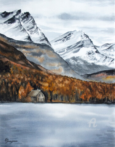 Painting titled ""October"/watercolo…" by Ekaterina Gamzaeva, Original Artwork, Watercolor