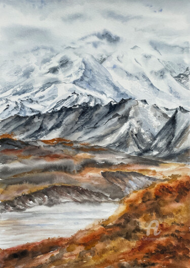 Pintura intitulada "Autumn_vibes_1" por Ekaterina Gamzaeva, Obras de arte originais, Aquarela