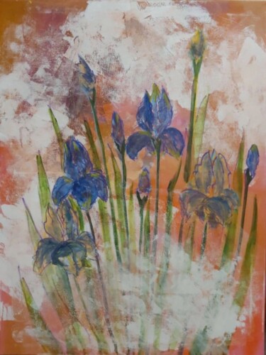 Painting titled "Iris blue" by Ekaterina Gustova, Original Artwork, Acrylic Mounted on Wood Stretcher frame