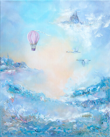 Painting titled "Aerial daydream" by Ekaterina Koroleva, Original Artwork, Acrylic Mounted on Wood Stretcher frame