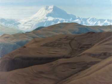 Malarstwo zatytułowany „Mountains” autorstwa Ekaterina Kusmartseva, Oryginalna praca, Olej Zamontowany na Drewniana rama nos…