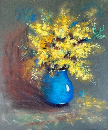 Dibujo titulada "Mimosa - original s…" por Ekaterina Larina, Obra de arte original, Pastel