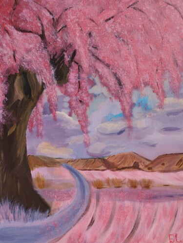 Malarstwo zatytułowany „The pink dreams” autorstwa Ekaterina Lushina, Oryginalna praca, Akryl Zamontowany na Drewniana rama…
