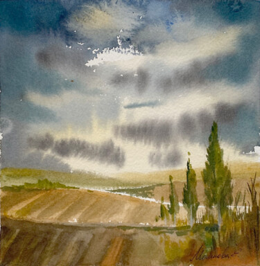 Ζωγραφική με τίτλο "Avant la tempête" από Ekaterina Moshkova (JTE_projections), Αυθεντικά έργα τέχνης, Ακουαρέλα