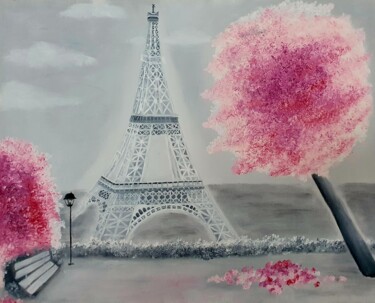Malerei mit dem Titel "Parisian dream" von Ekaterina Nichubai (Shpekht), Original-Kunstwerk, Öl