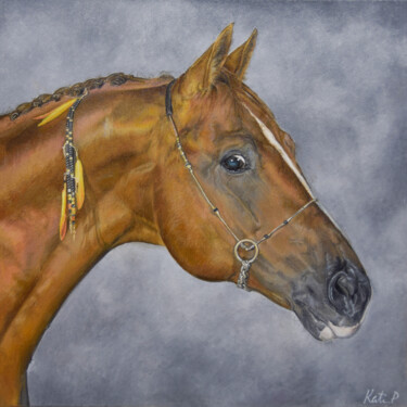 Painting titled "Caballo cobre" by Ekaterina Ponomareva, Original Artwork, Oil