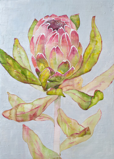 Peinture intitulée "Protea" par Ekaterina Prisich, Œuvre d'art originale, Aquarelle