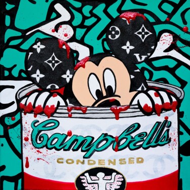 Painting titled "Mickey Pop Art" by Eklektik Art, Original Artwork, Acrylic Mounted on Wood Stretcher frame