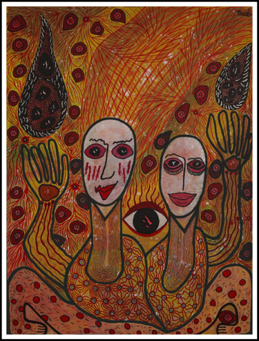 Картина под названием "Two sides" - El Mehdi Essolo, Подлинное произведение искусства, Акрил Установлен на Деревянная рама д…