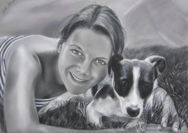 Drawing titled "Portrait" by Ela Nowak, Original Artwork, Pastel