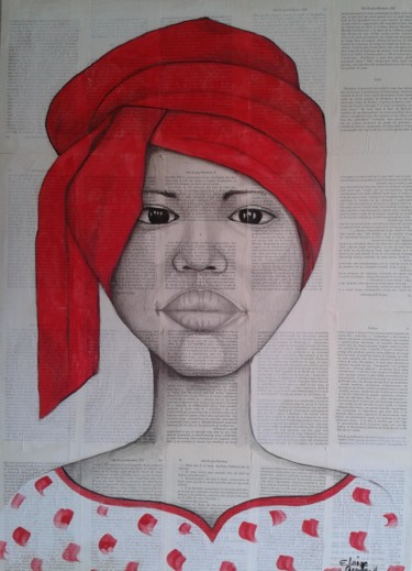 Peinture intitulée "Malaika, l'africaine" par Elaine Gresland, Œuvre d'art originale