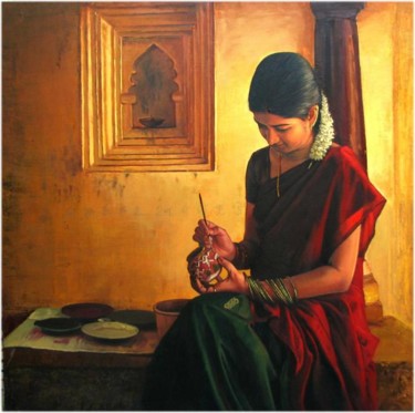 Painting titled "making new" by S.Elayaraja, Original Artwork, Oil
