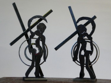 Sculpture intitulée "EldeKan & Nicolas C…" par Eldekan, Œuvre d'art originale, Métaux