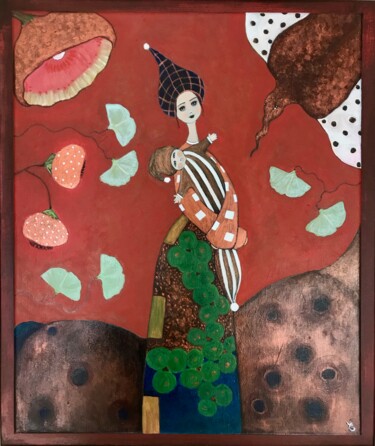 Escultura intitulada "Jeune femme au poup…" por Eleanor Gabriel, Obras de arte originais, Acrílico