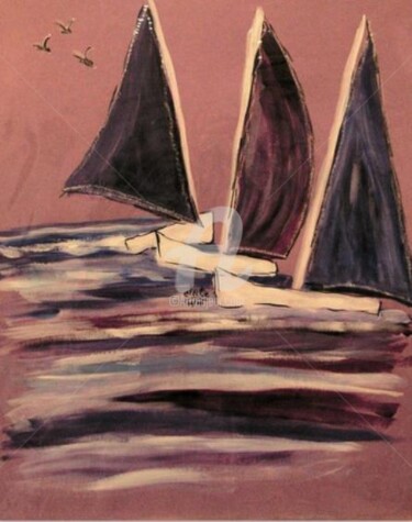 Peinture intitulée "les voiliers" par Electa, Œuvre d'art originale