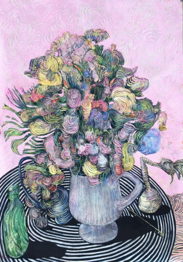 绘画 标题为“Бумажные цветы” 由Олена Ромашкина, 原创艺术品, 丙烯