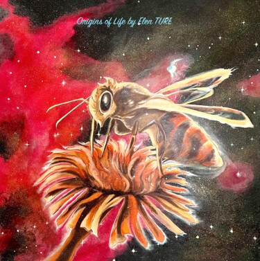 Schilderij getiteld "Foraging bee - Ara…" door Elen Ture, Origineel Kunstwerk, Acryl