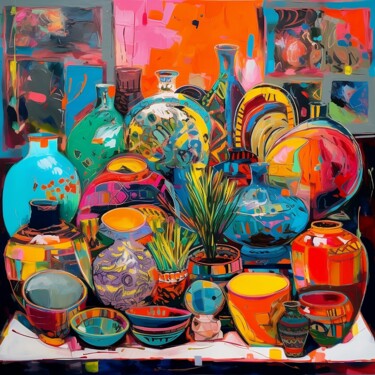 Картина под названием "Dizzying Dishes" - Elena Aleksandrova, Подлинное произведение искусства, Акрил