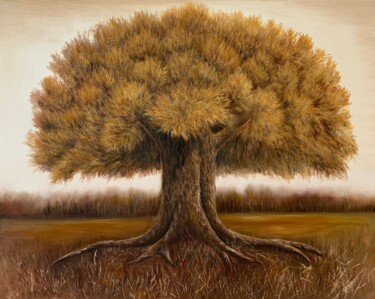 Malerei mit dem Titel "Family tree. Monoch…" von Elena Artgent, Original-Kunstwerk, Öl Auf Keilrahmen aus Holz montiert