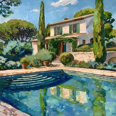 Digital Arts titled "House By The Pool M…" by Elena Avanesova, Original Artwork, AI generated image