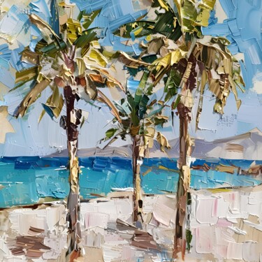 Digital Arts titled "Palm Trees On The B…" by Elena Avanesova, Original Artwork, AI generated image