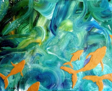 Pintura titulada ""SOS desde el Océan…" por Elena Barón, Obra de arte original, Acrílico Montado en Bastidor de camilla de m…