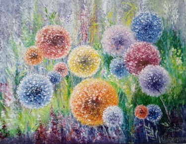 Dandelion Painting Canvas Original Art Flower Painting Floral Wall Art  12x16 in