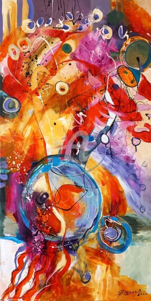 Painting titled "Abstract Hopa Mitic…" by Elena Bissinger, Original Artwork, Oil