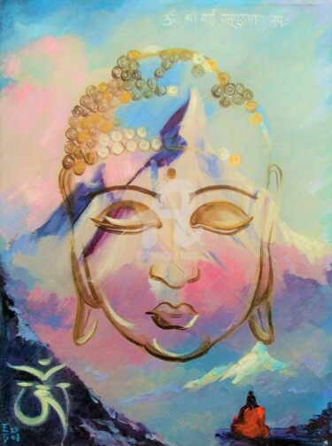 Картина под названием "Budda, Medidatation" - Elena Boyko, Подлинное произведение искусства, Масло