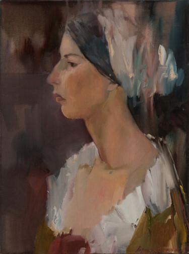 Pintura intitulada "Polina in a turban…" por Elena Branovitskaya, Obras de arte originais, Óleo