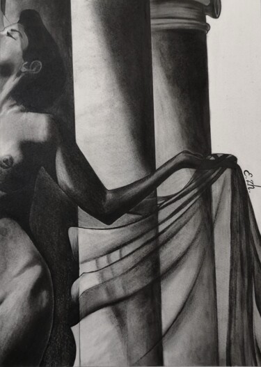 Dibujo titulada "Charcoal Original A…" por Elena Carlier, Obra de arte original, Carbón