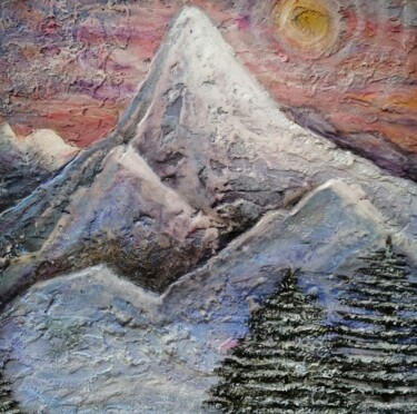 Painting titled "The mountains" by Elena Chugurova, Original Artwork, Acrylic