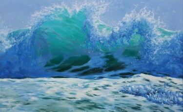 Painting titled ""VAGUE DANSANTE "" by Elena Cotté, Original Artwork, Oil Mounted on Wood Stretcher frame