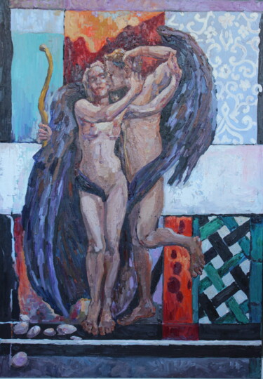 "Amour & Psyche -2" başlıklı Tablo Elena Done tarafından, Orijinal sanat, Petrol Ahşap Sedye çerçevesi üzerine monte edilmiş