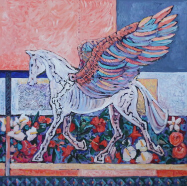Malarstwo zatytułowany „"The wings will bri…” autorstwa Elena Done, Oryginalna praca, Olej Zamontowany na Drewniana rama nos…