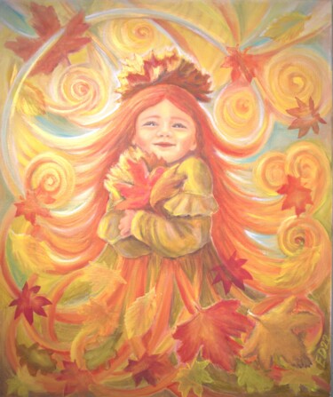 Pintura titulada "Miss Autunno" por Elena Dunaeva, Obra de arte original, Oleo Montado en Bastidor de camilla de madera