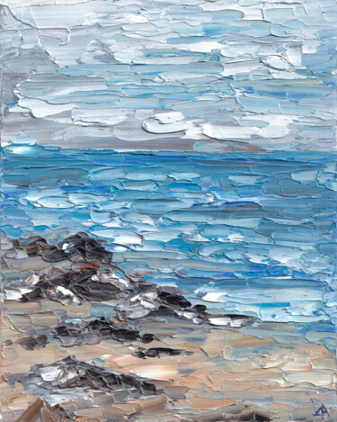 Painting titled "The Ocean.Blue." by Elena Dundukova, Original Artwork, Oil
