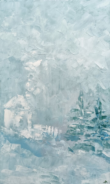 Schilderij getiteld "White Winter" door Elena Dundukova, Origineel Kunstwerk, Olie