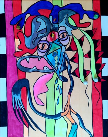 Peinture intitulée "Xlo" par Elena Flying, Œuvre d'art originale, Marqueur