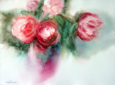 Pittura intitolato "Pink haze" da Elena Gaivoronskaia, Opera d'arte originale, Acquarello